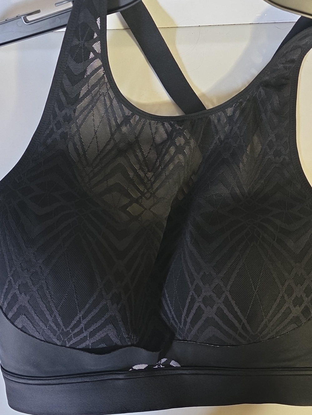 Victoria's Secret Black Geometric Mesh Sports Bra